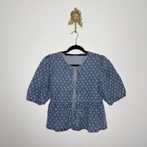 Evereve Lucille Tie Front Blouse S